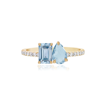 Load image into Gallery viewer, Small Two-Gemstones Pave Ring
