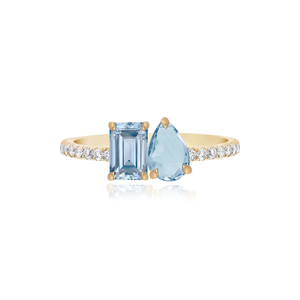 Small Two-Gemstones Pave Ring