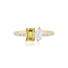 Load image into Gallery viewer, Small Two-Gemstones Pave Ring
