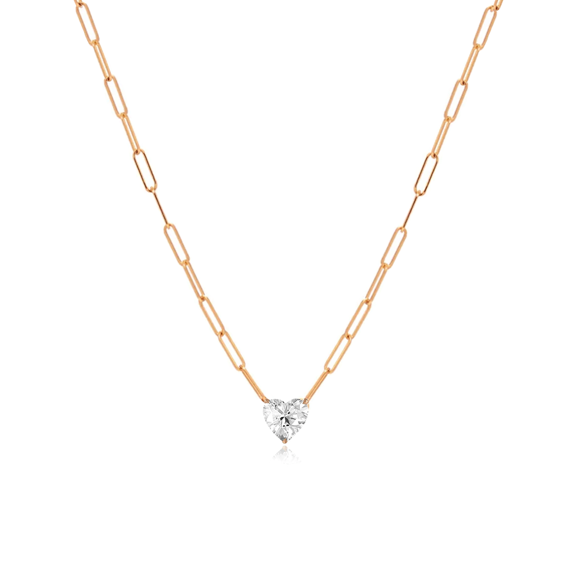 Solitaire Diamond Paperclip Necklace