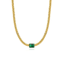 Load image into Gallery viewer, Solitaire Gemstone Cuban Chain Necklace
