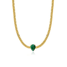 Load image into Gallery viewer, Solitaire Gemstone Cuban Chain Necklace
