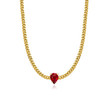 Load image into Gallery viewer, Solitaire Gemstone Cuban Chain Necklace
