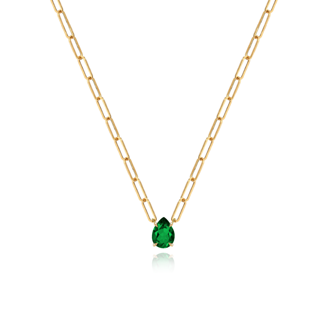 Solitaire Gemstone Pear Necklace
