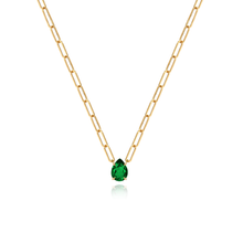 Load image into Gallery viewer, Solitaire Gemstone Paperclip Necklace

