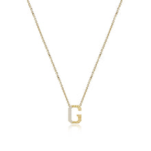 Load image into Gallery viewer, Fluted Side Pave Initial Necklace
