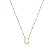 Load image into Gallery viewer, Fluted Side Pave Initial Necklace

