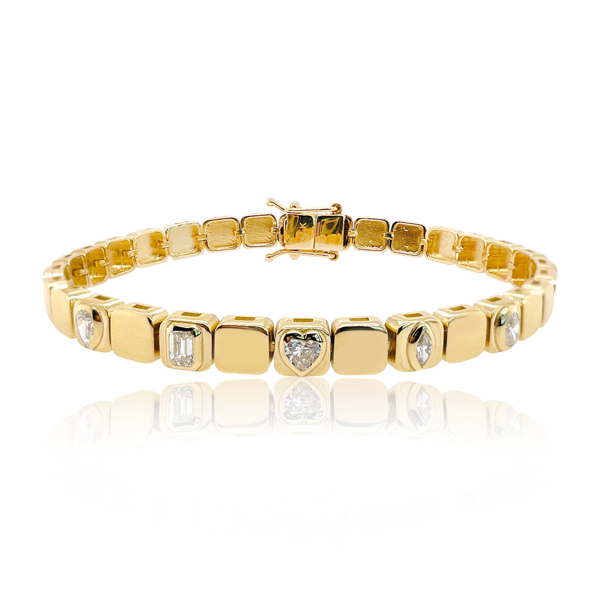 Large Golden Square Five Multi Shape Bracelet