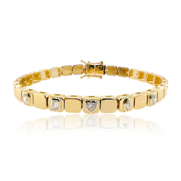 Large Golden Square Five Multi-Shape Bracelet