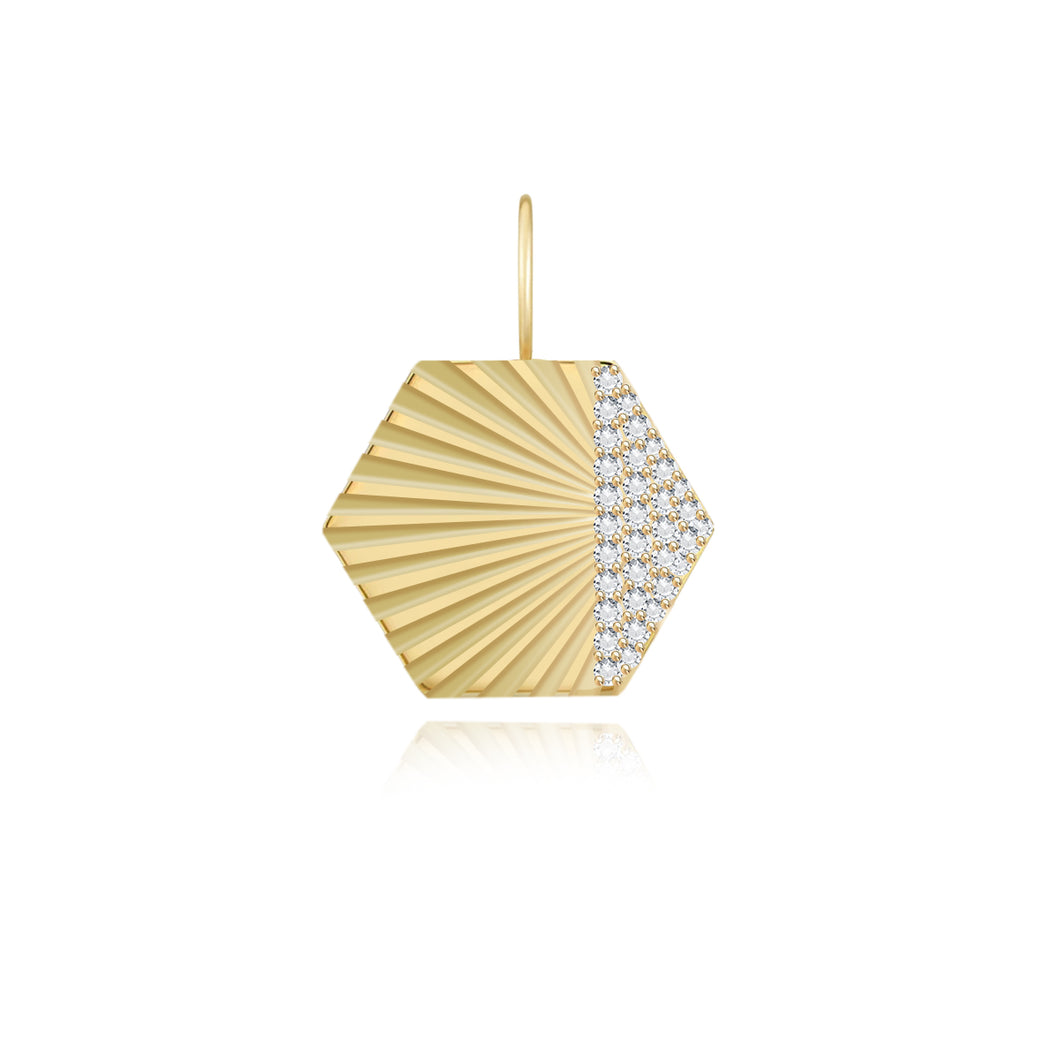 Fluted Side Pave Hexagon Charm