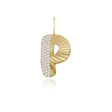 Load image into Gallery viewer, Fluted Side Pave Initial Charm
