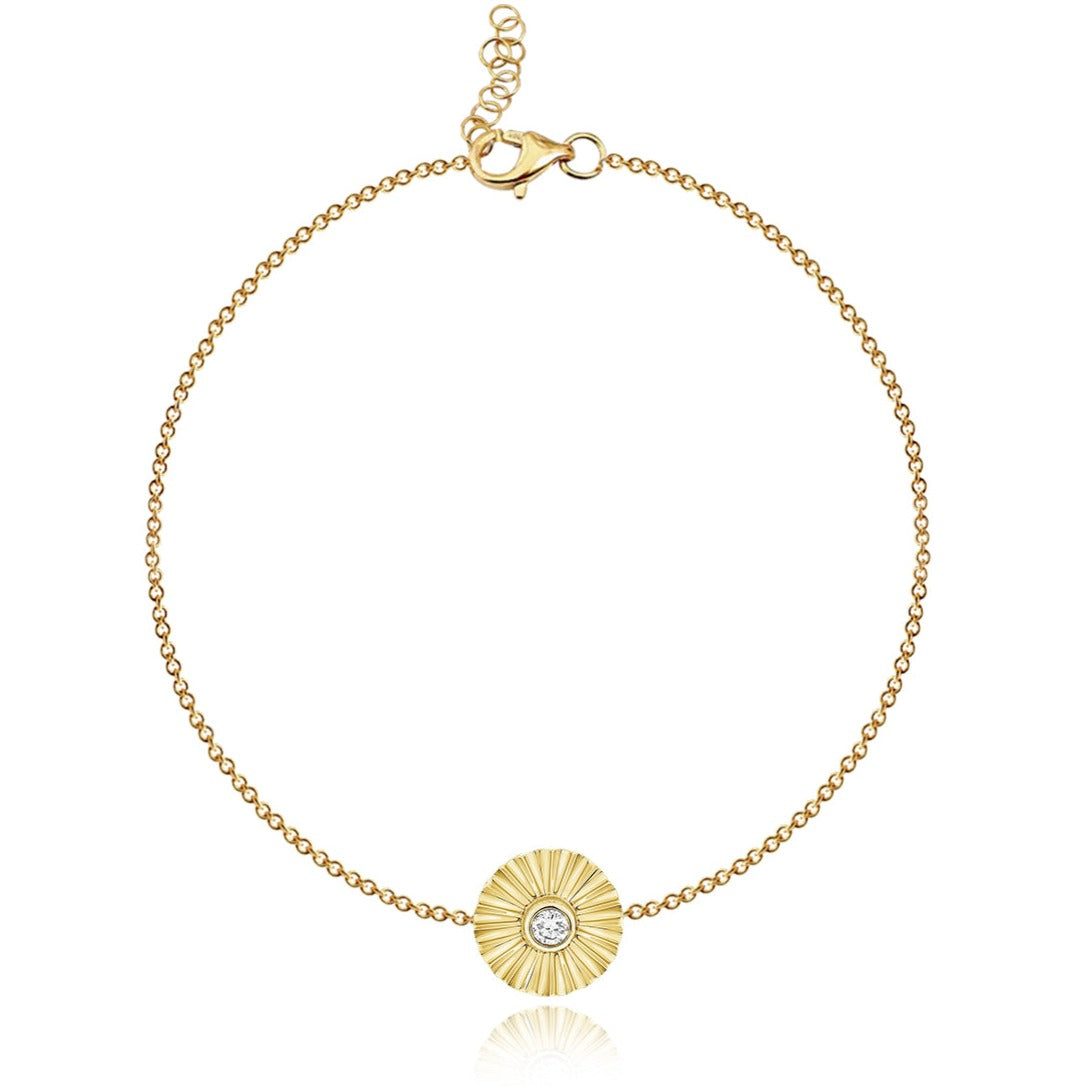 Striped Round Center Diamond Bracelet