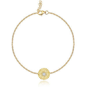 Striped Round Center Diamond Bracelet