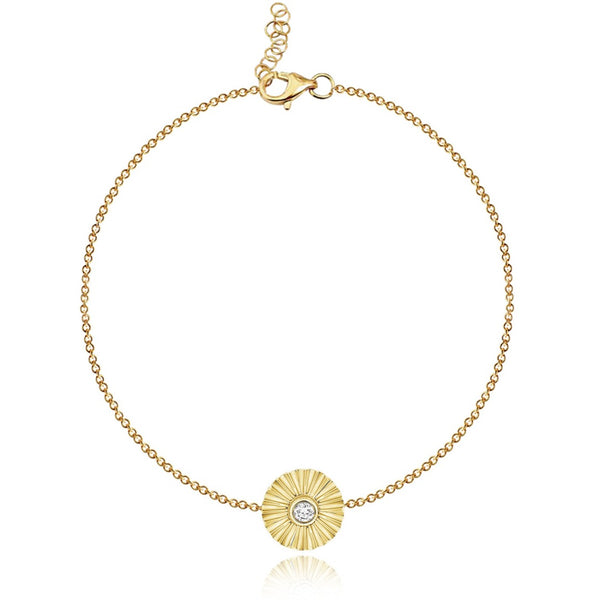 Striped Round Center Diamond Bracelet