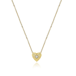 Striped Heart Center Diamond Necklace