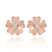 Load image into Gallery viewer, Striped Flower Center Diamond Earrings
