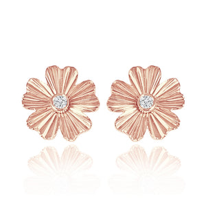 Striped Flower Center Diamond Earrings