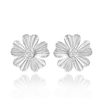 Load image into Gallery viewer, Striped Flower Center Diamond Earrings
