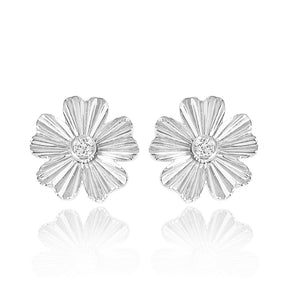 Striped Flower Center Diamond Earrings