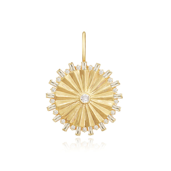Striped Baguette Diamond Medallion Charm