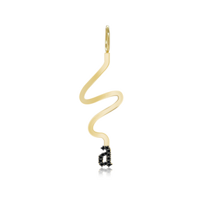Wiggly Pave Initial Gold Charm