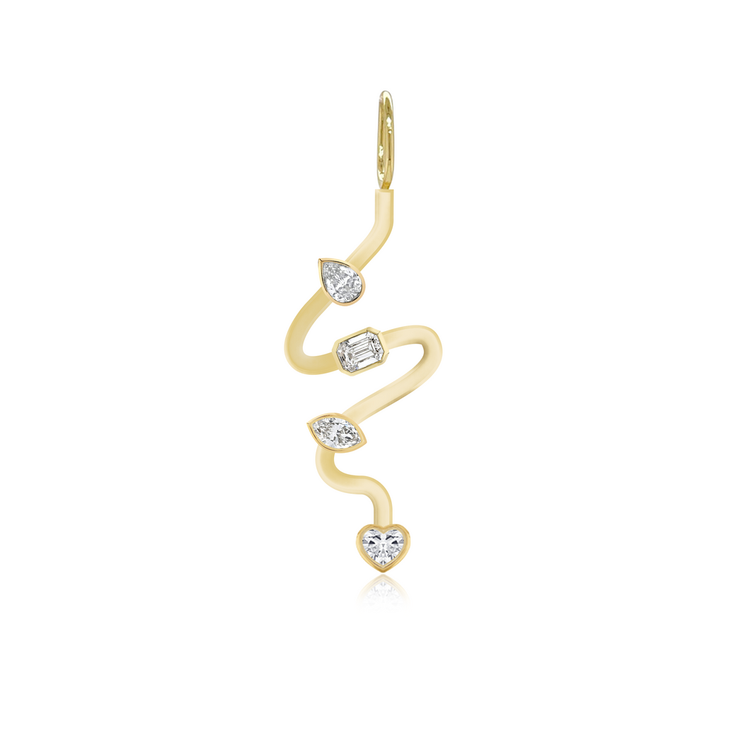 Wiggly Gold Multi Solitaire Charm