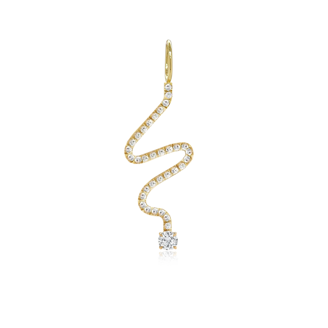 Wiggly Pave Solitaire Diamond Charm