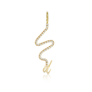 Wiggly Pave Gold Initial Charm