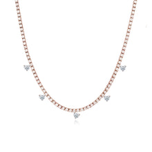 Load image into Gallery viewer, Five Solitaire Diamond Dangling Tennis Necklace
