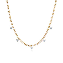 Load image into Gallery viewer, Five Solitaire Diamond Dangling Tennis Necklace
