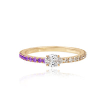 Load image into Gallery viewer, Half Pave and Half Gemstone Solitaire Diamond Ring
