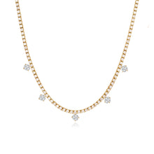 Load image into Gallery viewer, Five Solitaire Diamond Dangling Tennis Necklace
