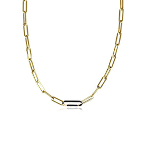 Large Enamel Clasp Paperclip Necklace
