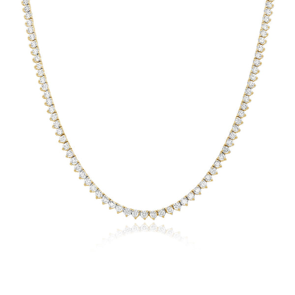 Thin Three Prong Tennis Necklace featuring shimmering diamonds in three-prong setting, perfect timeless layering piece