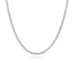 Thin Three Prong Tennis Necklace