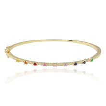 Load image into Gallery viewer, Thin Gemstone Rainbow Segment Diamond Bangle
