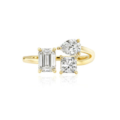 Three Multishape Medium Solitaire Diamond Ring