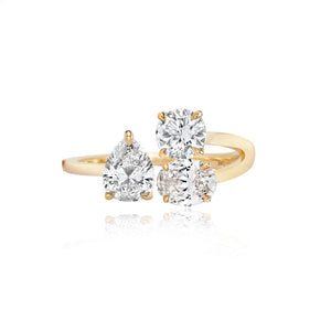 Three Multishape Medium Solitaire Diamond Ring