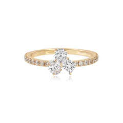 Three Multi Shape Diamonds Pave Ring