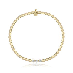 Three Oval Diamond Golden Bracelet