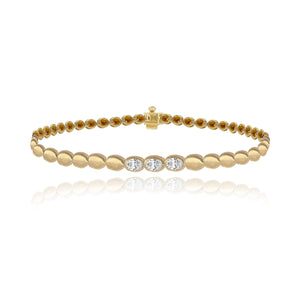 Three Oval Diamond Golden Bracelet
