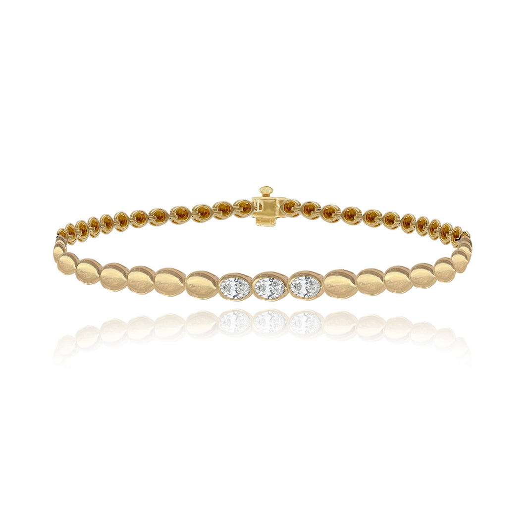 Three Oval Diamond Golden Bracelet