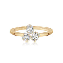 Load image into Gallery viewer, Three Solitaire Multi Shape Pave Diamond Ring
