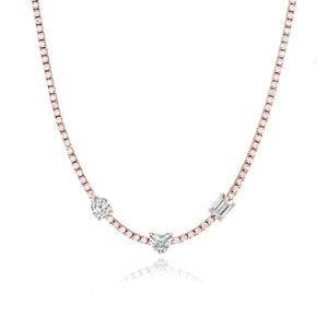 Three Shape Diamond Tennis Necklace