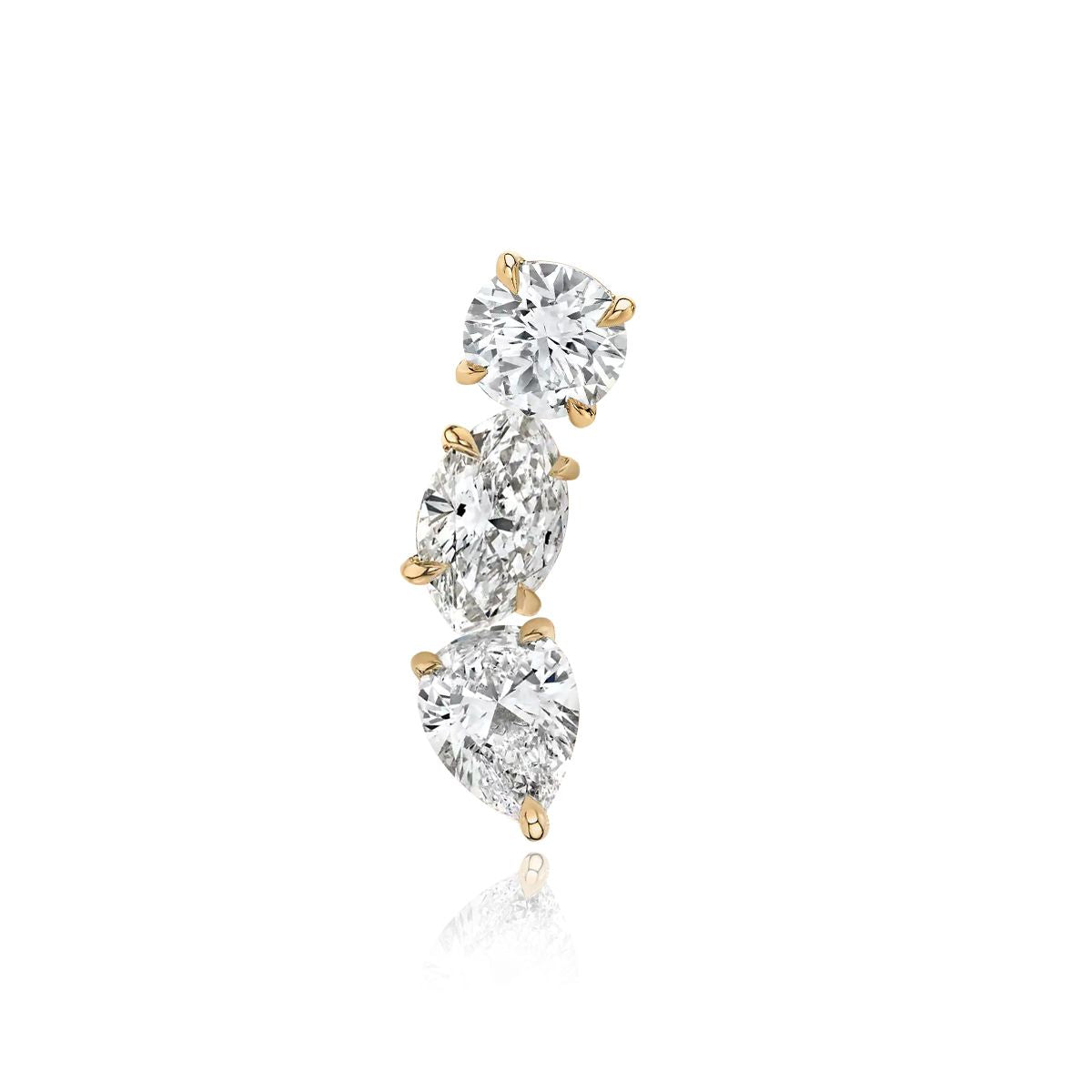 Three Lab Diamond Crawler Earring