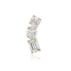Three Diamond Climber Earrings (SINGLE)