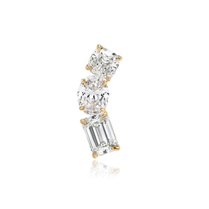 Three Diamond Climber Earrings (SINGLE)