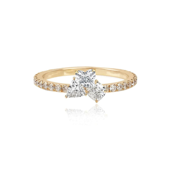 Three Multi Shape Diamonds Pave Ring