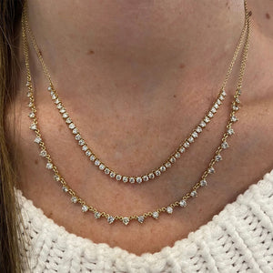 Three Prongs Diamond Chain Necklace