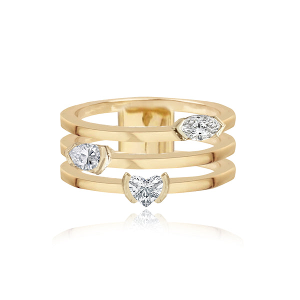 Three Row Solitaire Diamond Ring
